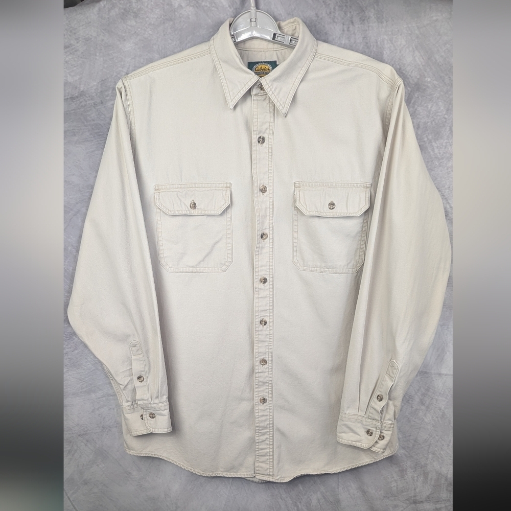 Cabela's Size Large Cream Heavyweight Button Down Shirt Pristine